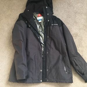 Columbia jacket with hood and thumb holes. Omnitech waterproof